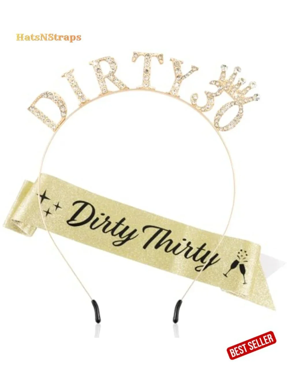 30th Birthday Tiara Crown Headband with Sash Rhinestone Alloy for Women